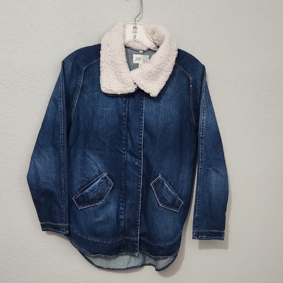 Jolt Jacket Mens Small Sherpa Denim Western Chore Dad Y2K Streetwear - Picture 1 of 12